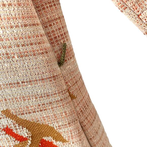 Herbert Levy Vintage 1940s Bird Print Orange Brown Textured Dress Pleats large - Picture 8 of 12